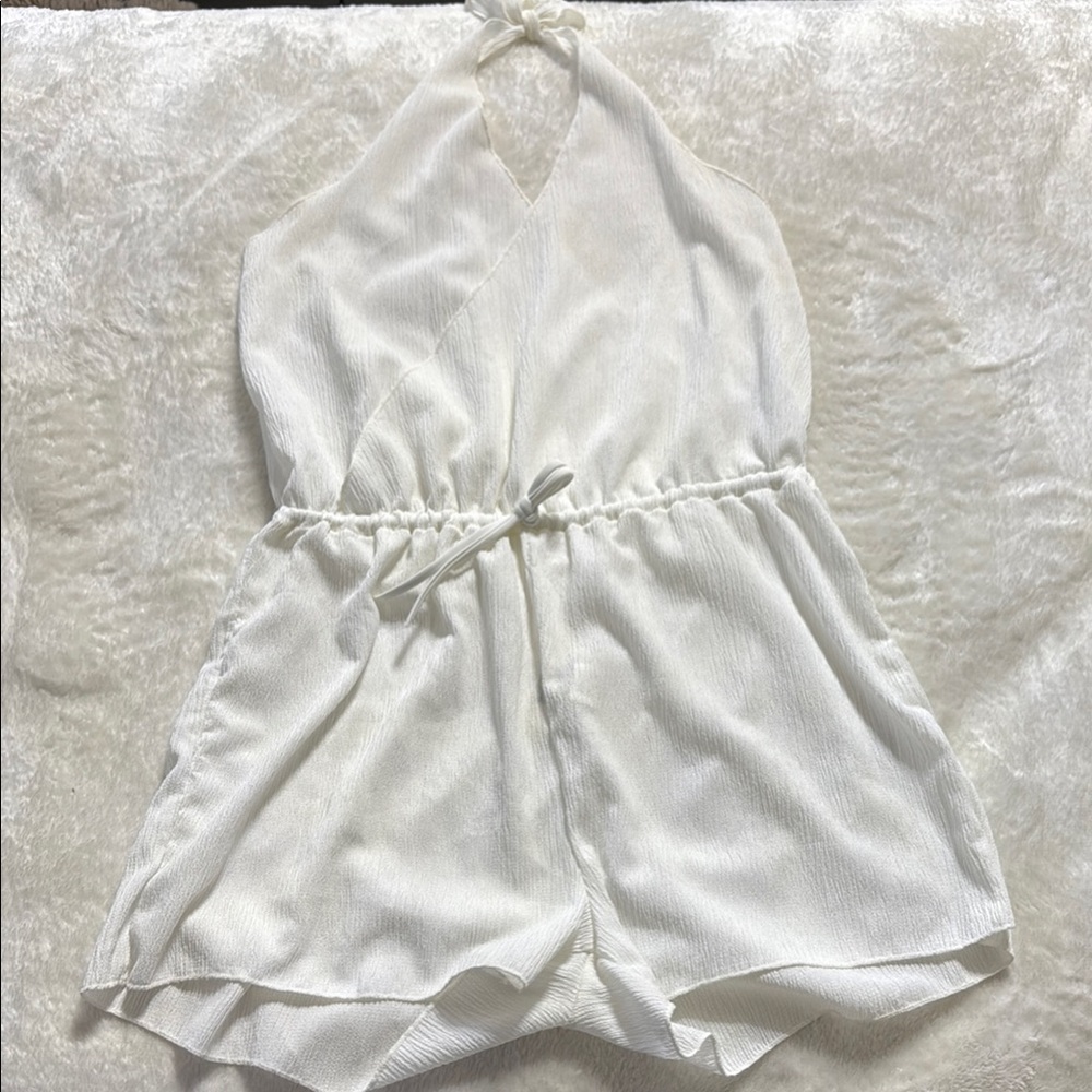 White Halter Romper